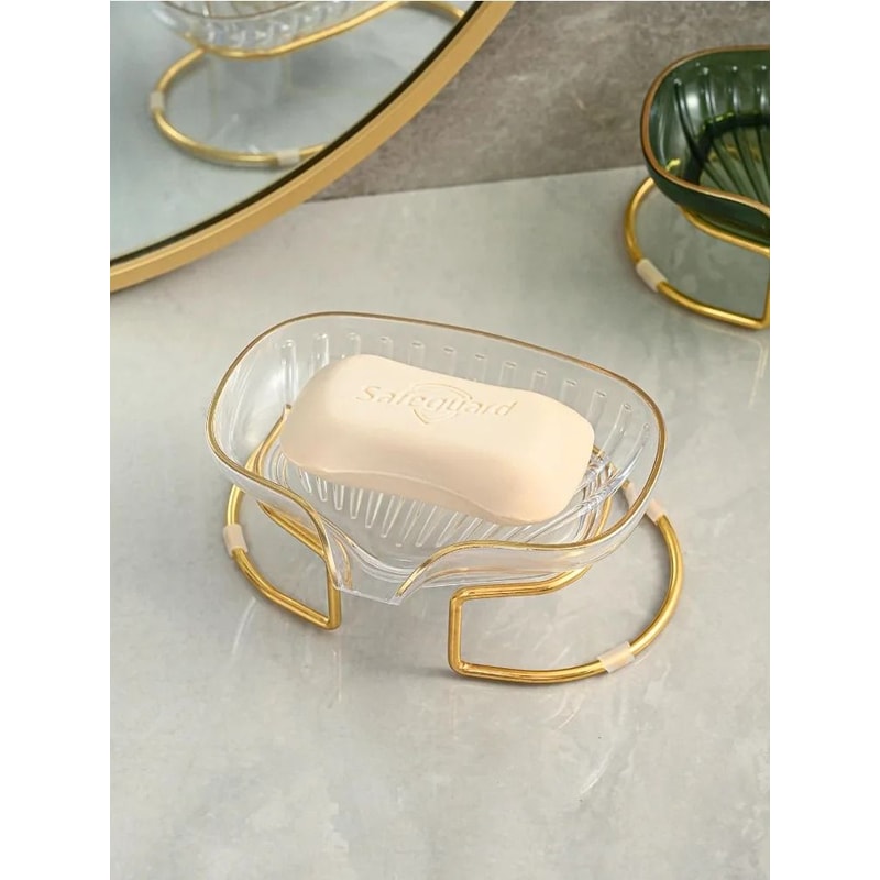 Bathroom Soap Dish Luxury Shower Soap Holder With Drain Water Storage Tray 2