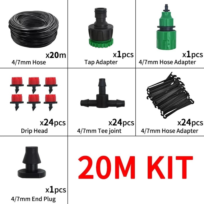Automatic Watering Garden Hose Micro Drip Watering Kit Adjustable Nozzle System 6