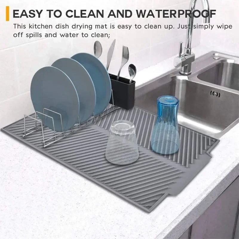 Silicone Drain Pad Drying Mat Non Slip Kitchen Mat For Pots Dishes And Tableware 0