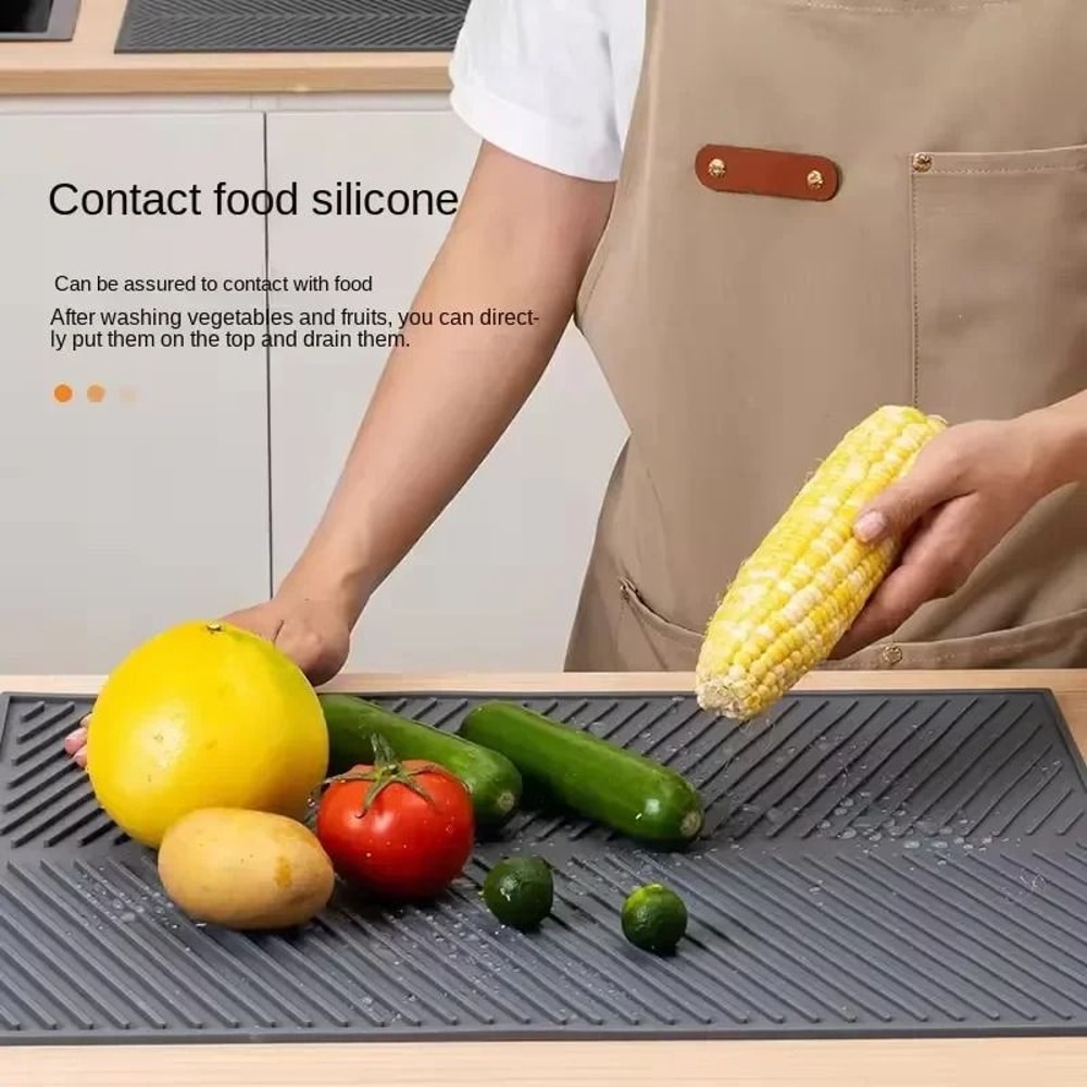 Silicone Drain Pad Drying Mat Non Slip Kitchen Mat For Pots Dishes And Tableware 3