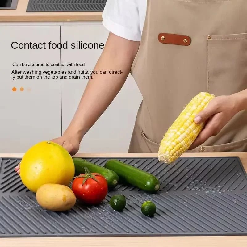 Silicone Drain Pad Drying Mat Non Slip Kitchen Mat For Pots Dishes And Tableware 3