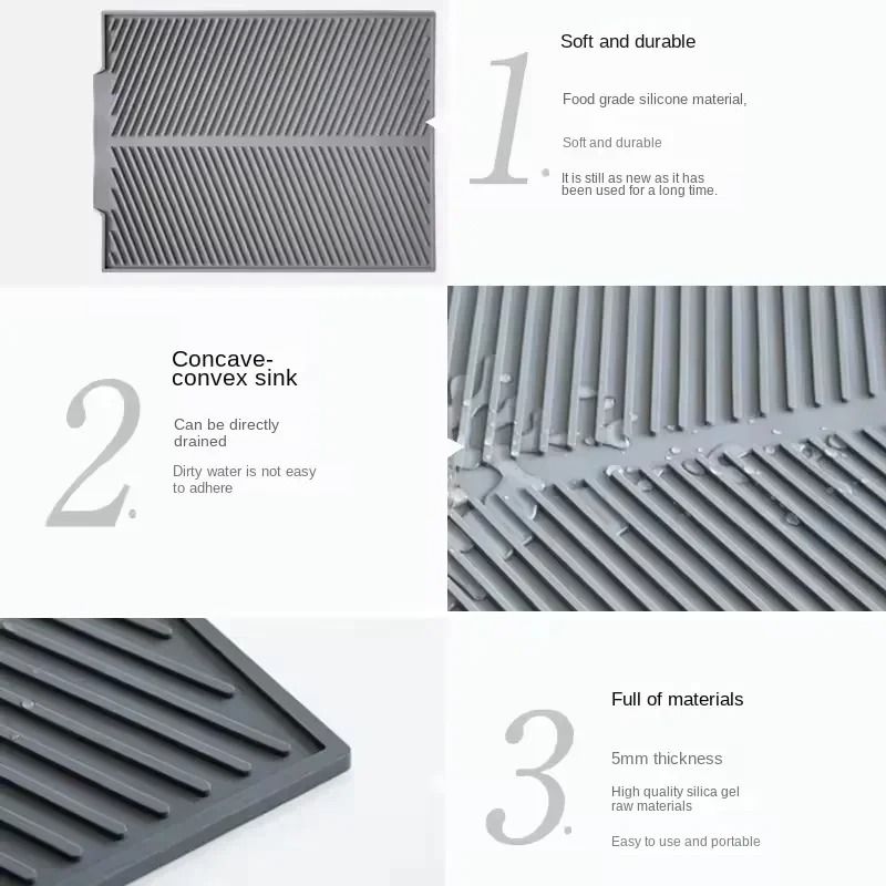 Silicone Drain Pad Drying Mat Non Slip Kitchen Mat For Pots Dishes And Tableware 5