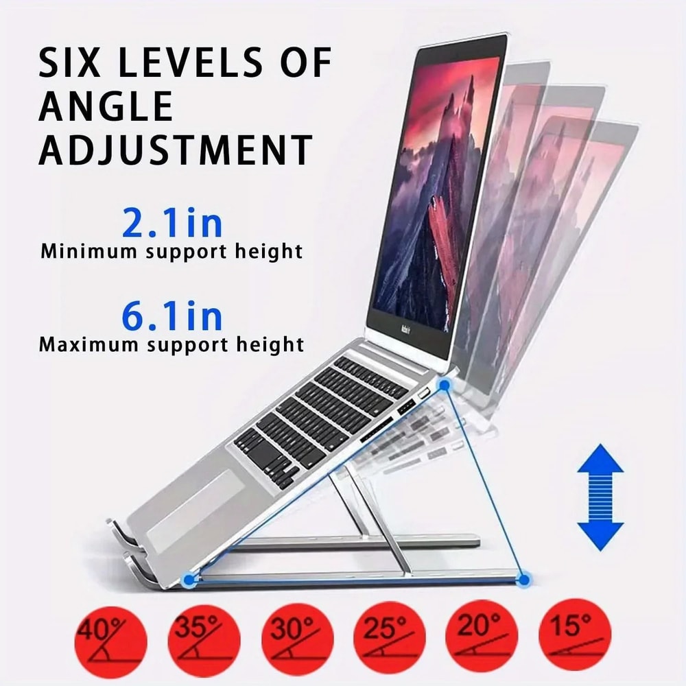 Adjustable Aluminum Laptop Stand Portable Foldable Desk Riser For 8 To 16 Inch Laptops 2