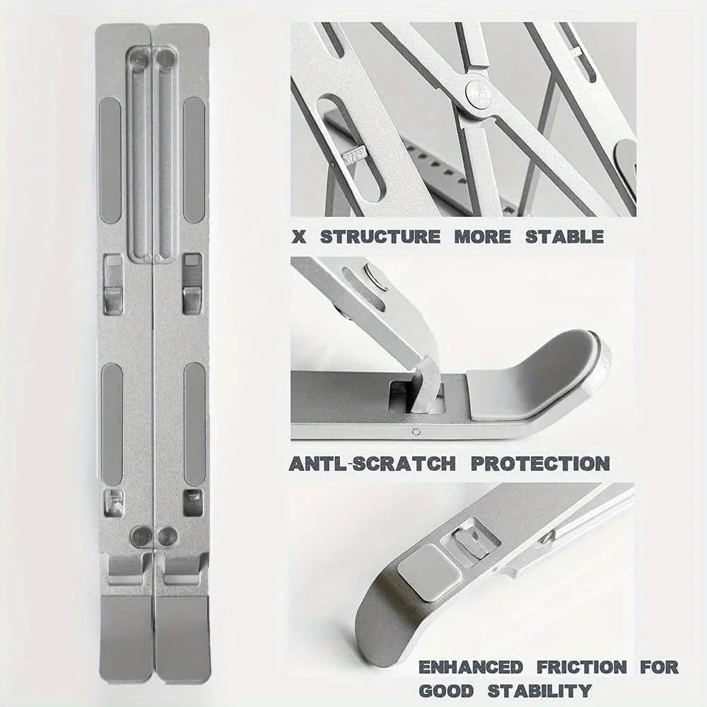 Adjustable Aluminum Laptop Stand Portable Foldable Desk Riser For 8 To 16 Inch Laptops 3