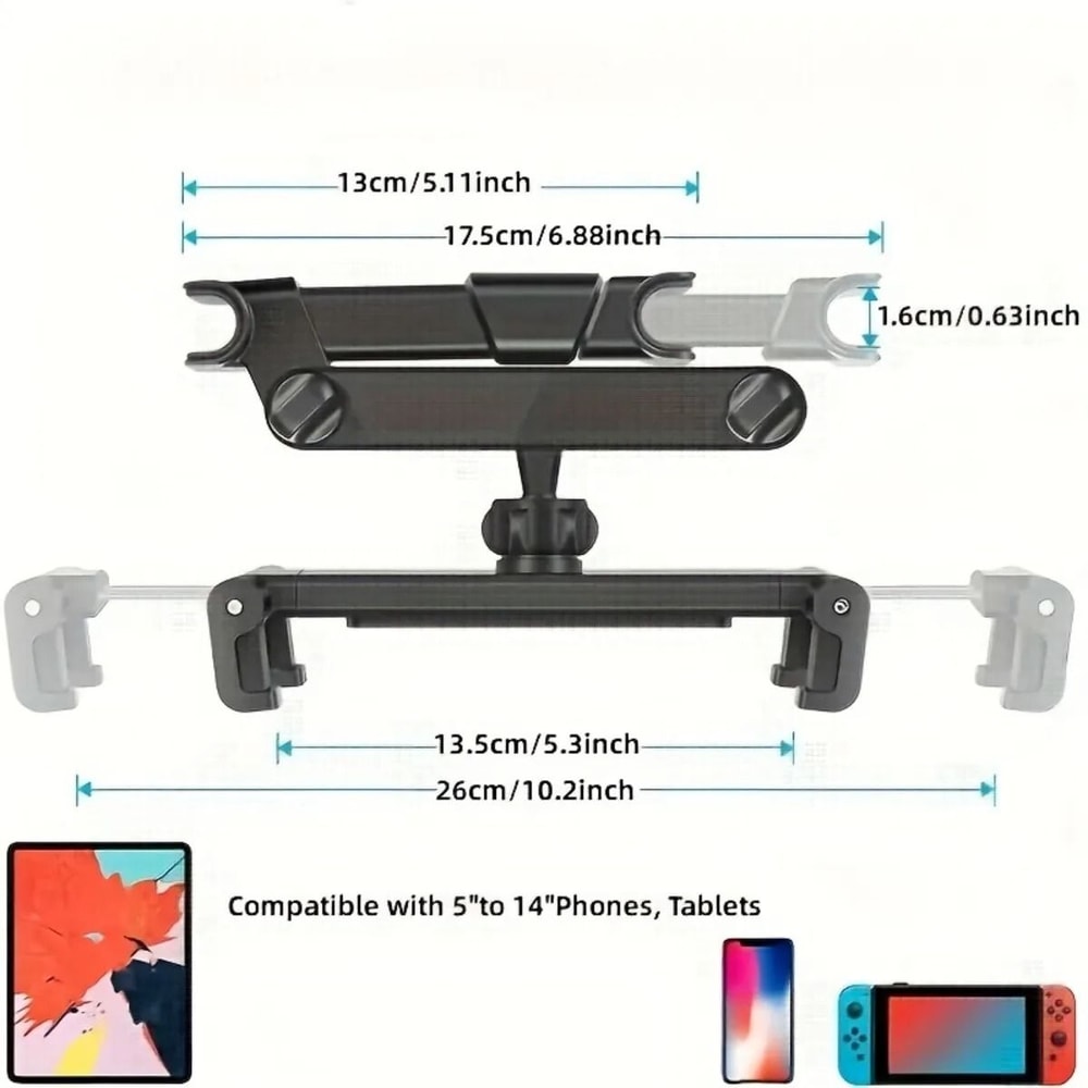 Car Headrest Tablet Holder With Adjustable Mount For Phones And Tablets 1