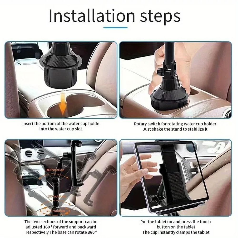 Car Cup Holder Tablet And Phone Mount With Heavy Duty Adjustable Base And 360 Degree Rotation 4