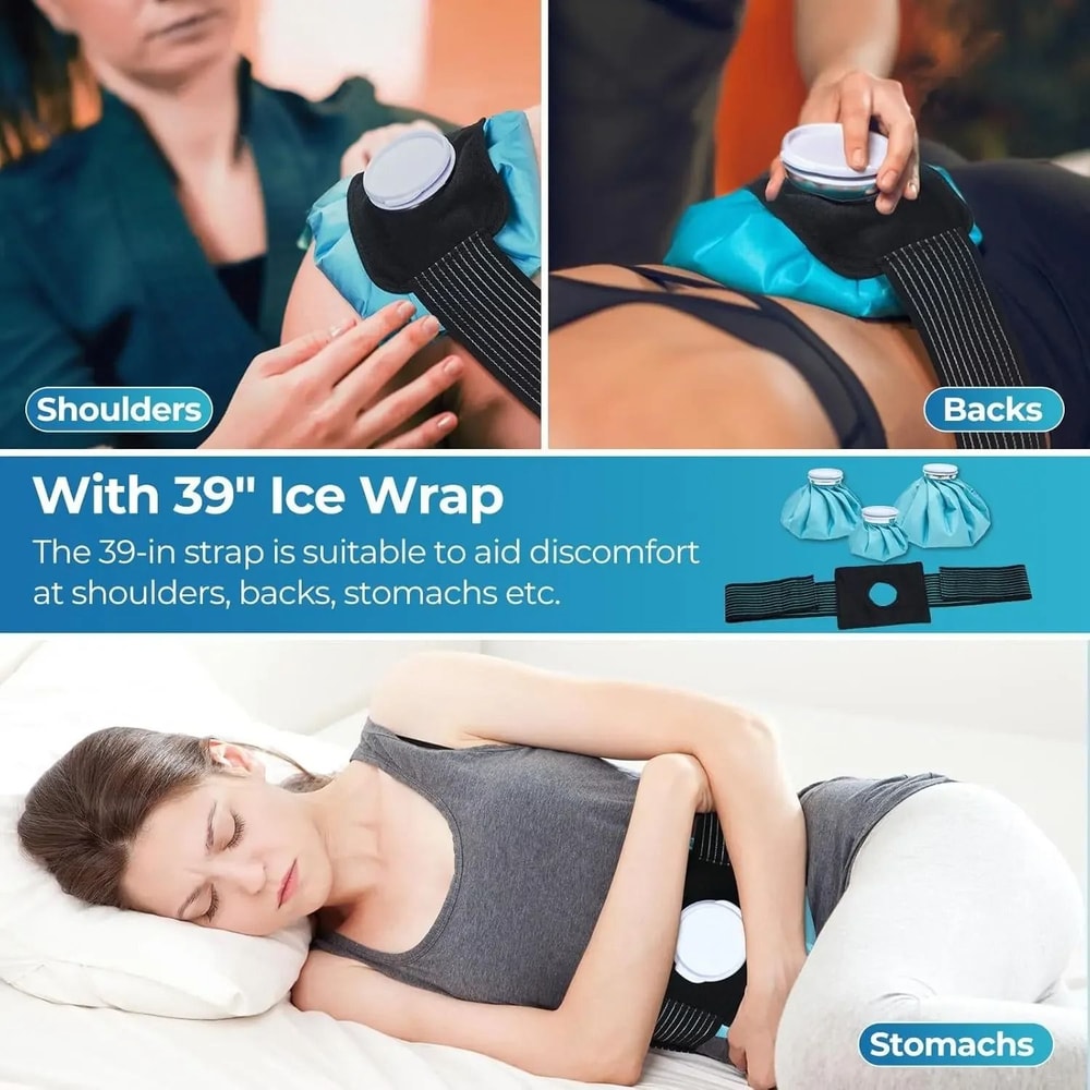 Reusable Hot And Cold Ice Bag Set With Elastic Support Wrap For Pain Relief And Injury Recovery 5