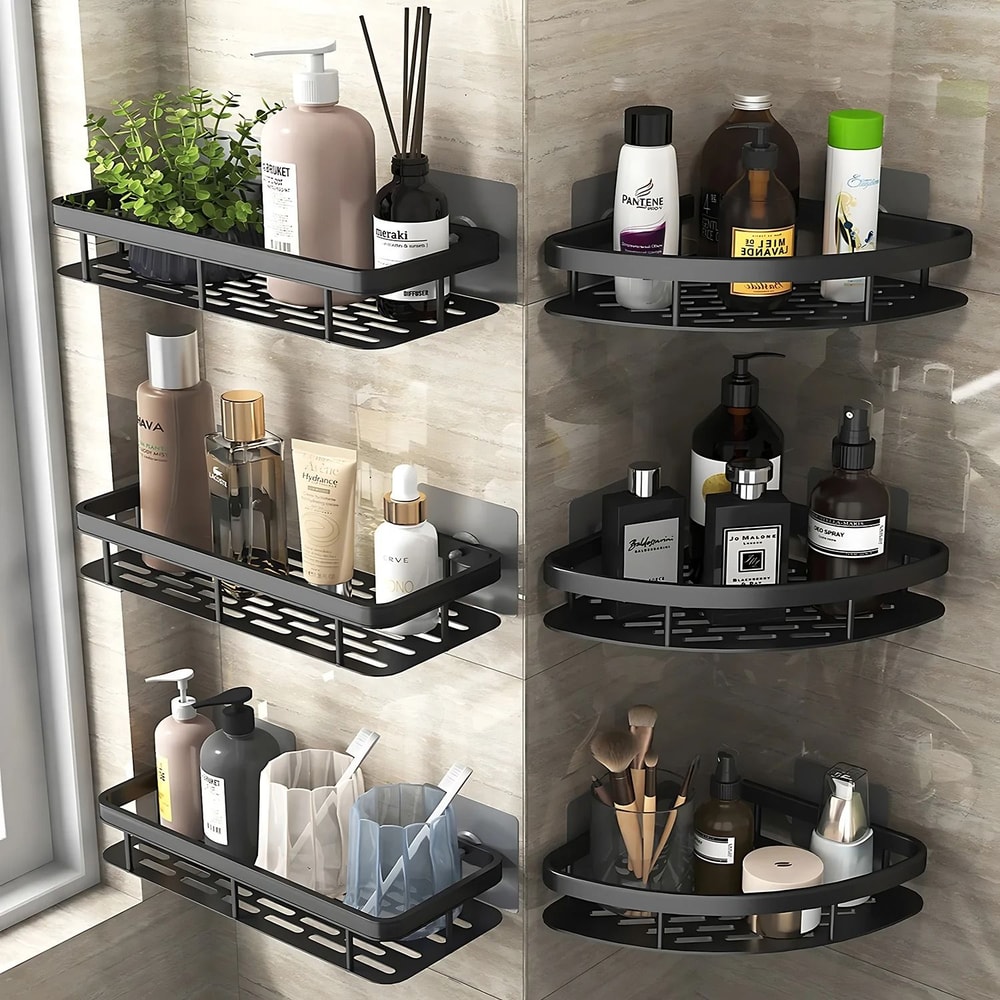 Bathroom Shelf Wall Mounted Towel Rack And Shower Storage Organizer 0
