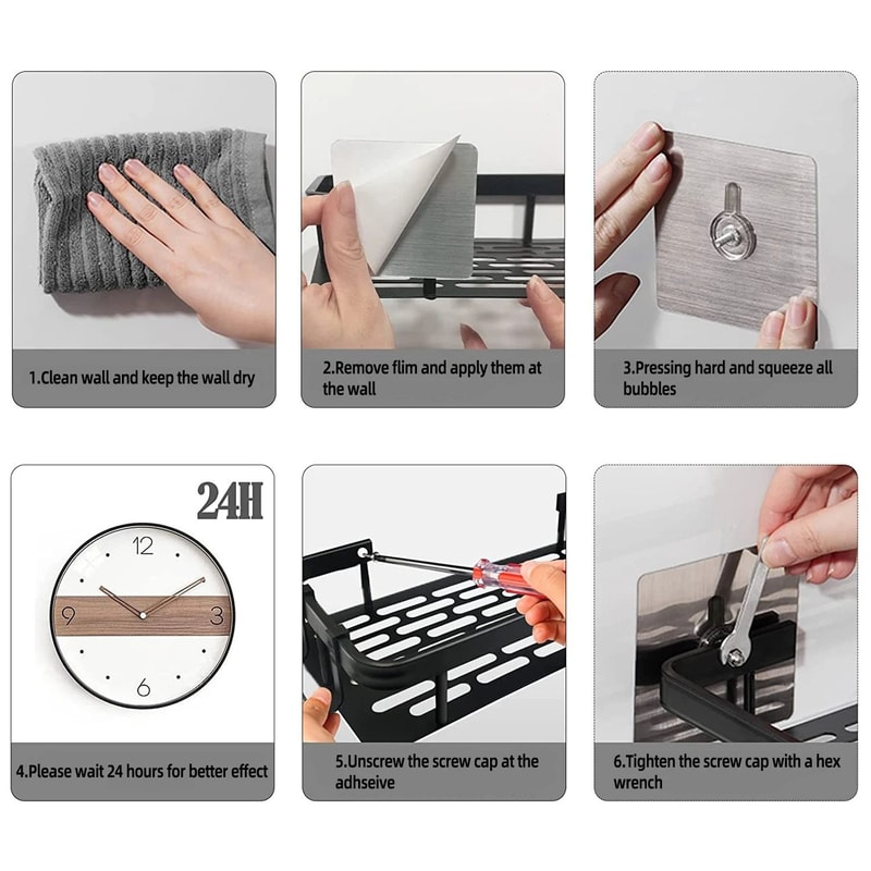 Bathroom Shelf Wall Mounted Towel Rack And Shower Storage Organizer 3