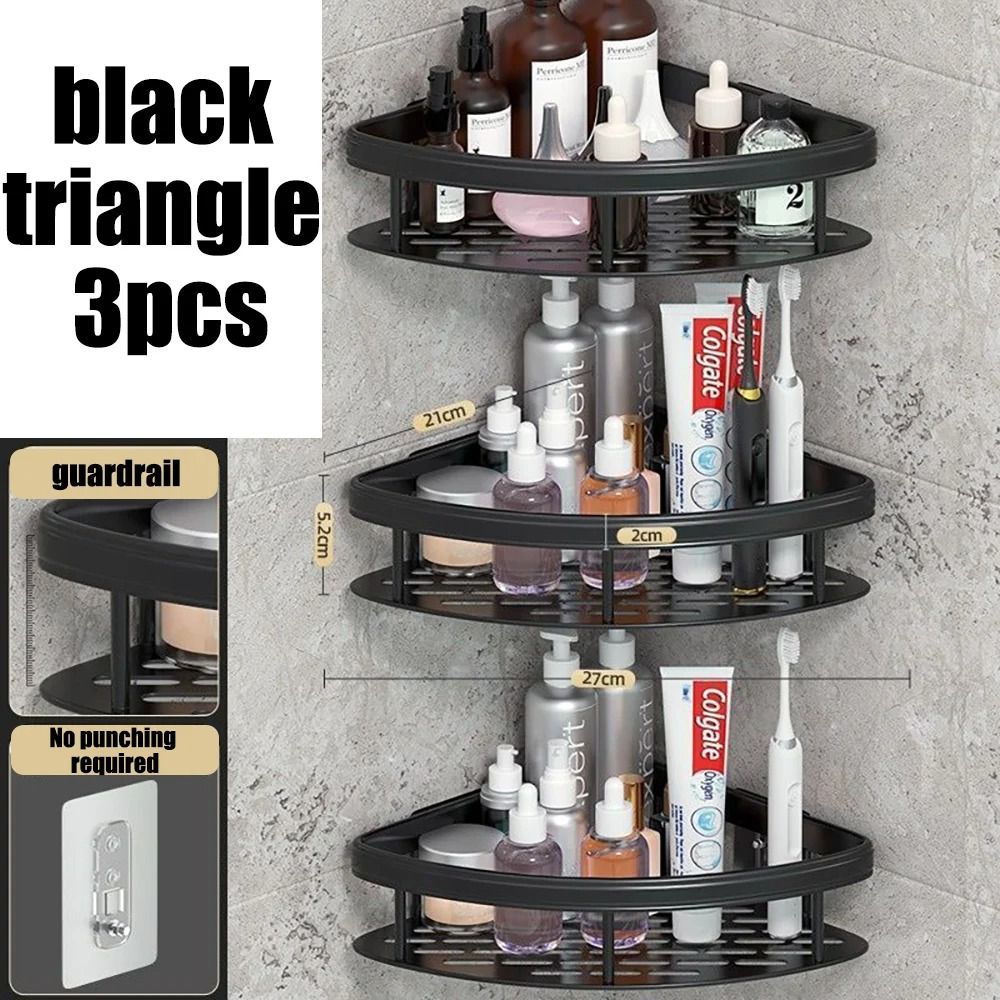 Bathroom Shelf Wall Mounted Towel Rack And Shower Storage Organizer 10