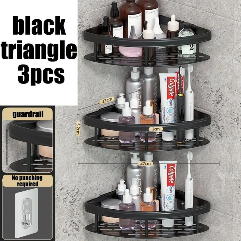 Bathroom Shelf Wall Mounted Towel Rack And Shower Storage Organizer 10