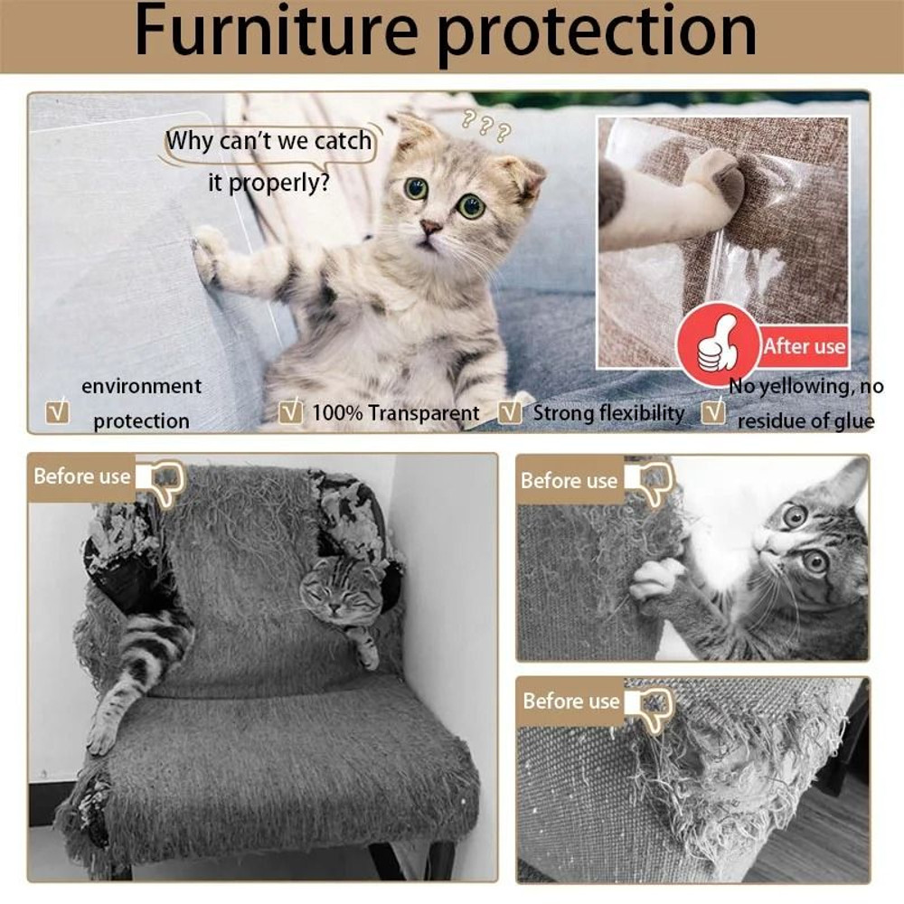 Transparent Furniture Protectors For Cats Self Adhesive PVC Sofa Protection Pads 3
