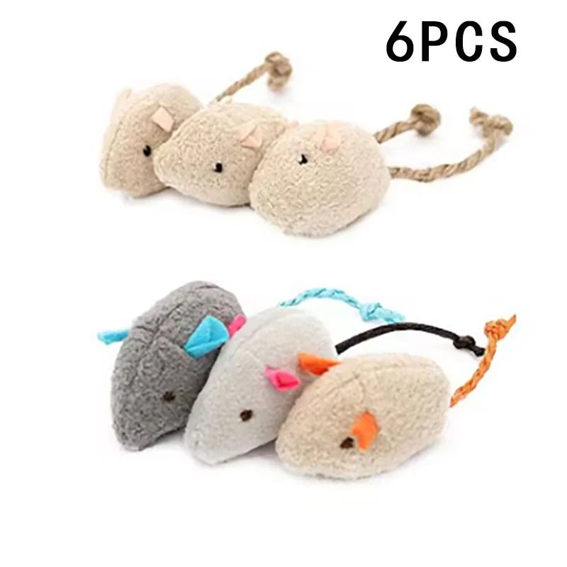 Simulated Plush Mouse Cat Toy Set Durable Scratch Resistant Cat Play Toy 6