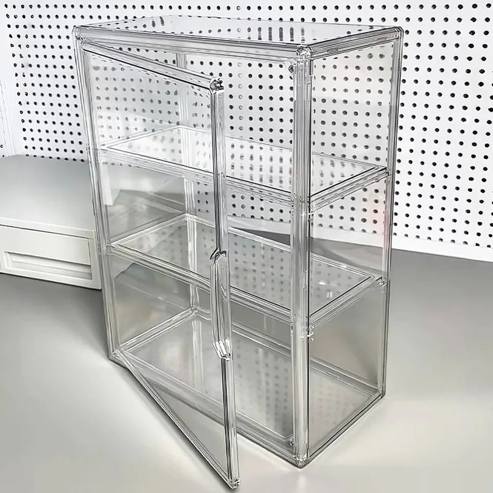 Acrylic Desktop Display Cabinet With Clear Dustproof Shelves For Figures And Collectibles 0