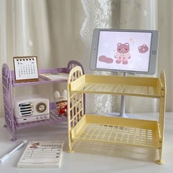 cute room storage organizer two layer desktop storage rack