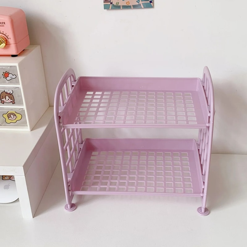Cute Room Storage Organizer Two Layer Desktop Storage Rack 12