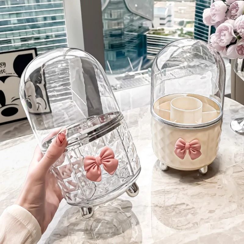 Rotating Cosmetic Makeup Organizer Storage Tube With Lid 3