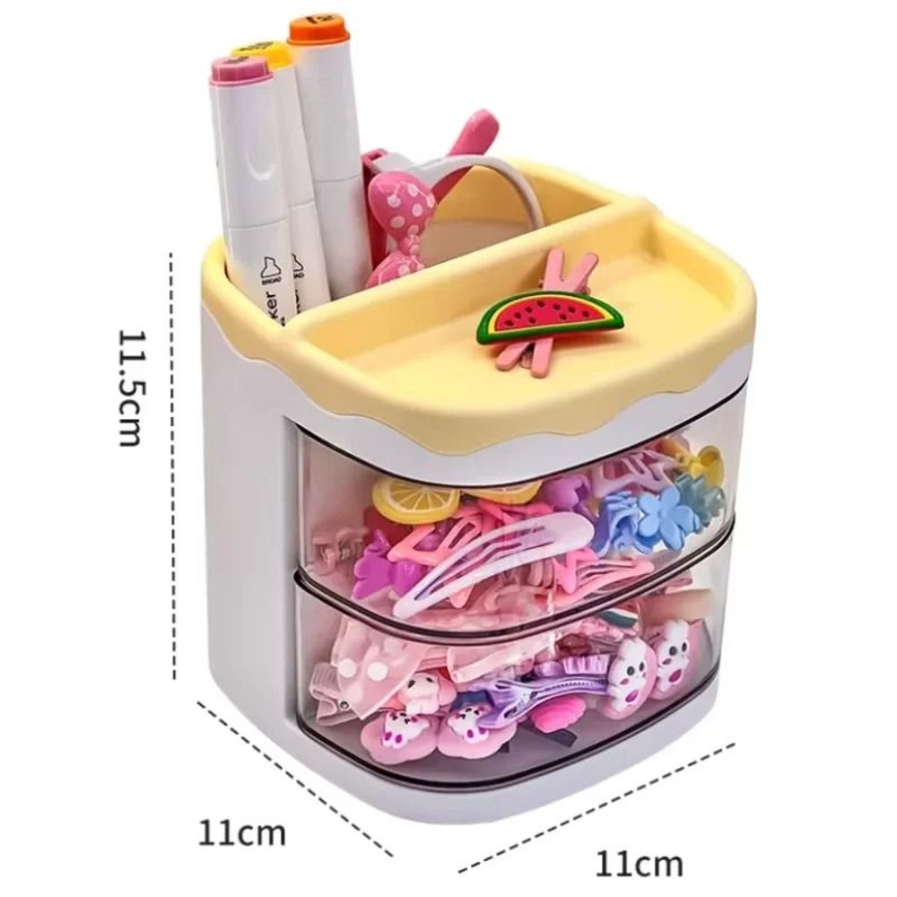 Cute Two Layer Hair Accessories Storage Box For Kids Desk And Jewelry Organization 5
