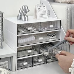 acrylic desktop storage box with clear drawers for pens makeup and stationery