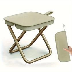 portable outdoor folding stool with pencil case storage for camping and travel