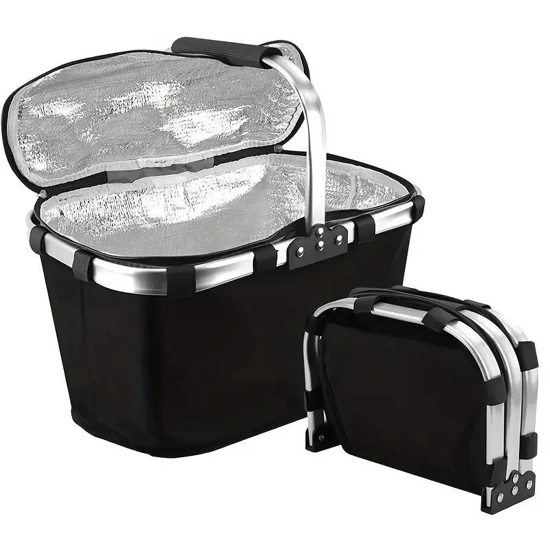 Foldable Insulated Picnic Basket With Aluminum Frame For Outdoor Food Storage 0