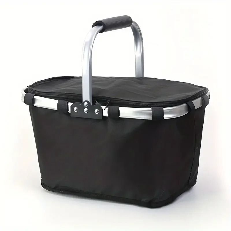 Foldable Insulated Picnic Basket With Aluminum Frame For Outdoor Food Storage 6
