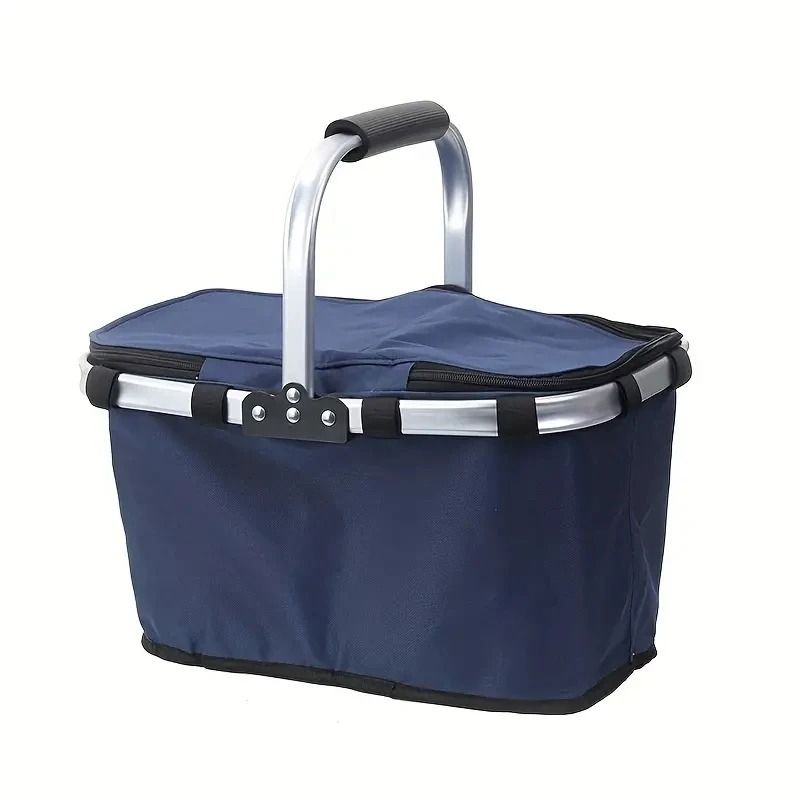 Foldable Insulated Picnic Basket With Aluminum Frame For Outdoor Food Storage 7