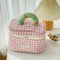 Cute Check Pattern Makeup Bucket Bag For Ladies Travel And Storage 2