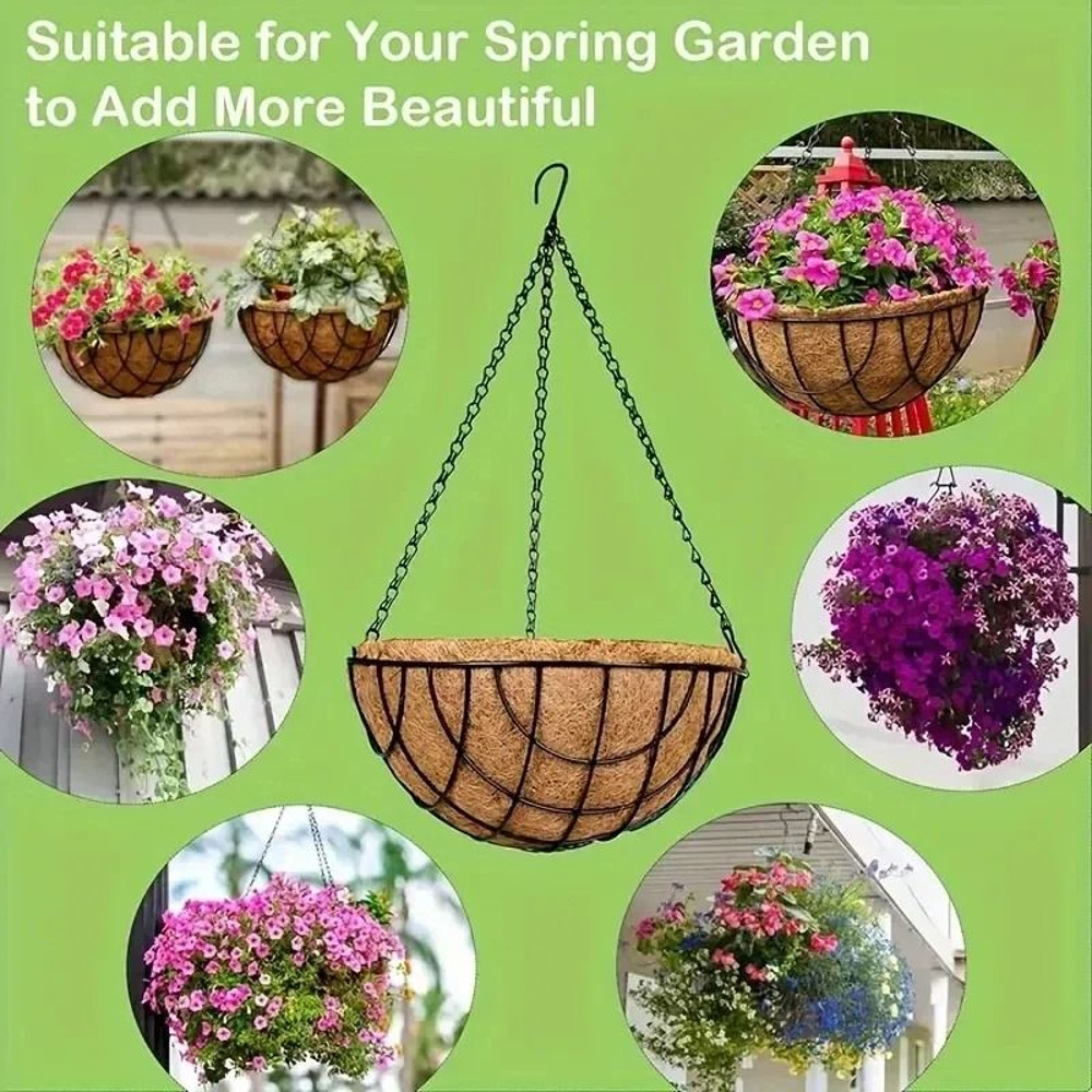 12 Inch Hanging Basket Flowerpot Indoor Outdoor CoconutStyle Planter 2