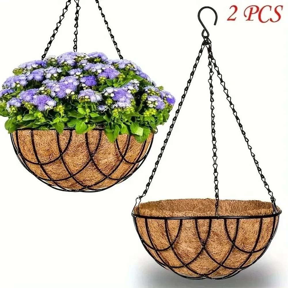 12 Inch Hanging Basket Flowerpot Indoor Outdoor CoconutStyle Planter 5