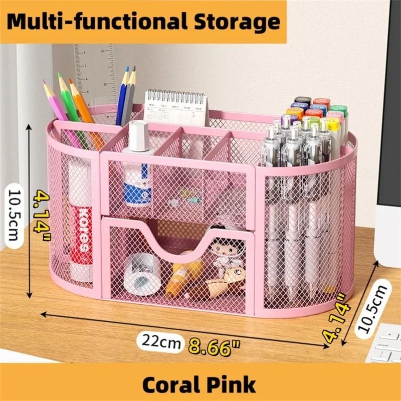 Mesh Desk Organizer With Multi Compartments For Office And Workspace Storage 2