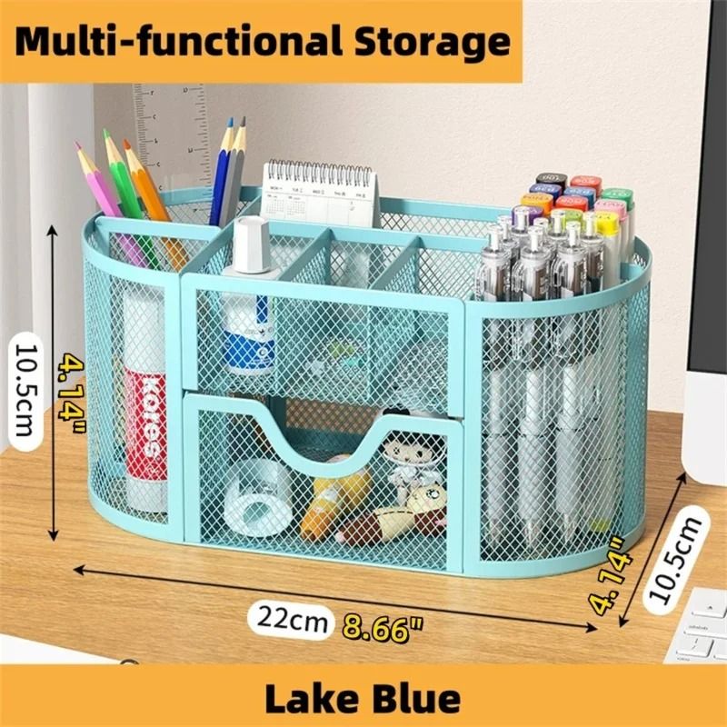 Mesh Desk Organizer With Multi Compartments For Office And Workspace Storage 4