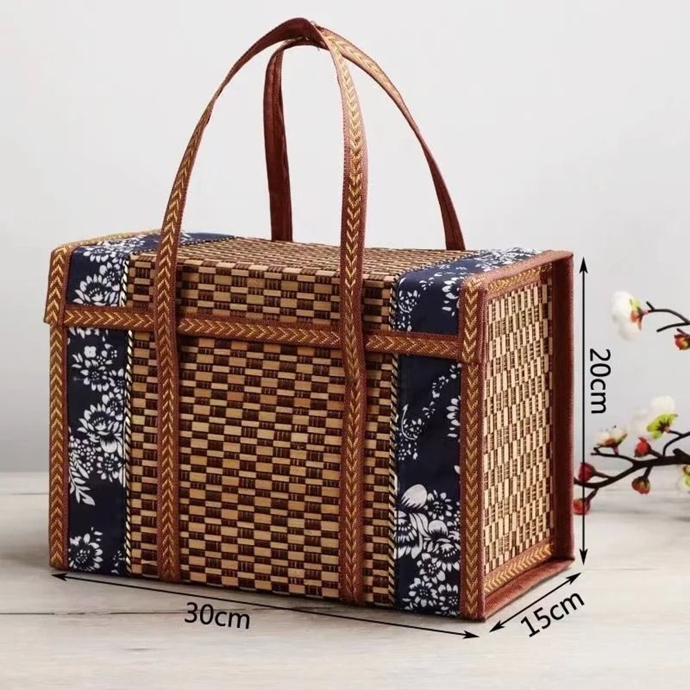 Handcrafted Bamboo Picnic Basket With Handles For Snacks And Fruits 3
