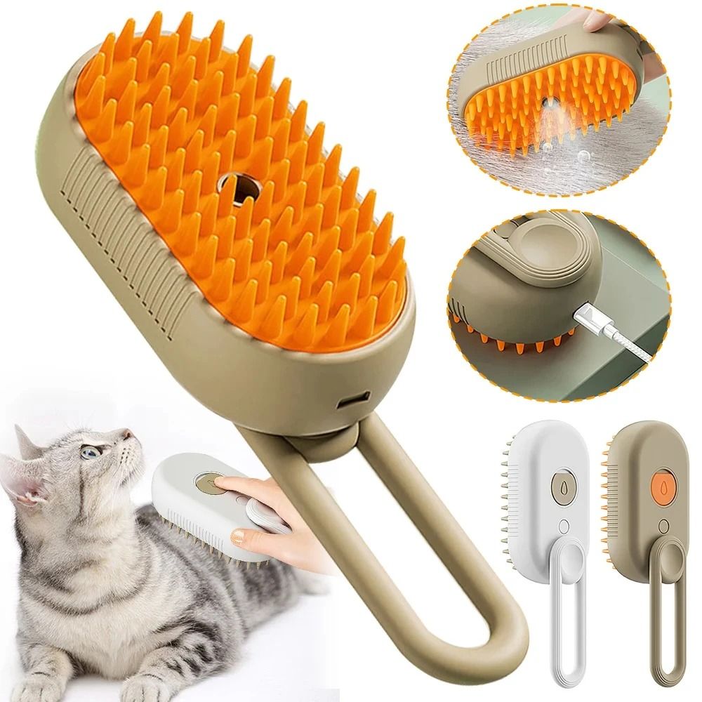 Steam Brush Cat Brush Vaporizer Pet Hair Remover Grooming Comb 0