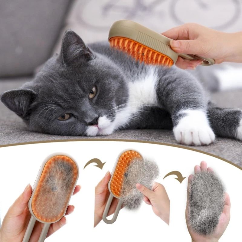 Steam Brush Cat Brush Vaporizer Pet Hair Remover Grooming Comb 2