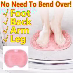 silicone bath scrubber mat and exfoliating back strap set for shower and foot cleaning