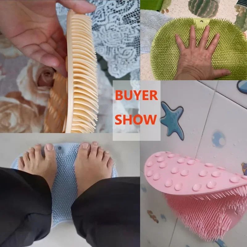 Silicone Bath Scrubber Mat And Exfoliating Back Strap Set For Shower And Foot Cleaning 5