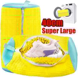 machine washable shoe laundry bag with soft fiber liner and adjustable strap