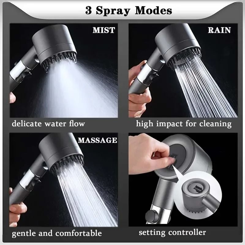 High Pressure Water Saving Shower Head With Adjustable Modes And Filter 1