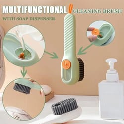 automatic liquid discharge shoe cleaning brush set with soft bristles