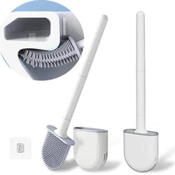 wall mounted silicone toilet brush with soft bristles and compact holder