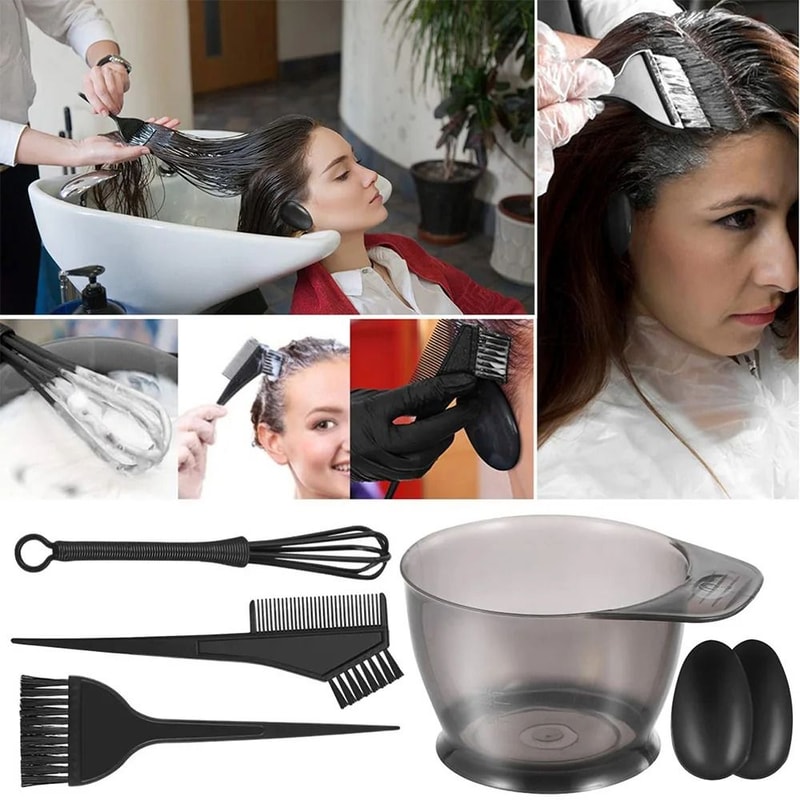 Hair Coloring Kit With Mixing Bowl Brushes Clips And Gloves For Salon Or Home Use 1