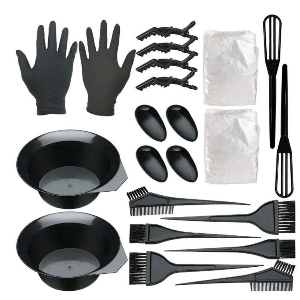 Hair Coloring Kit With Mixing Bowl Brushes Clips And Gloves For Salon Or Home Use 7