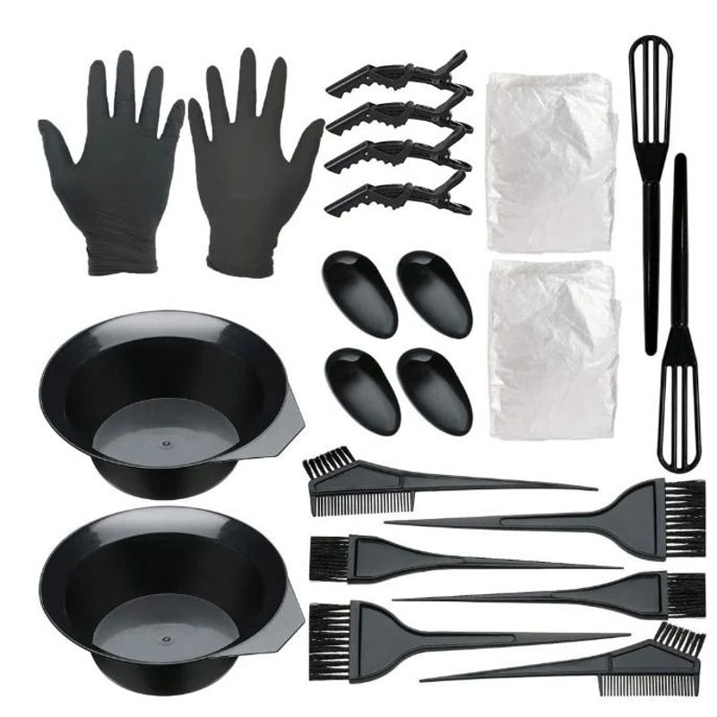 Hair Coloring Kit With Mixing Bowl Brushes Clips And Gloves For Salon Or Home Use 7