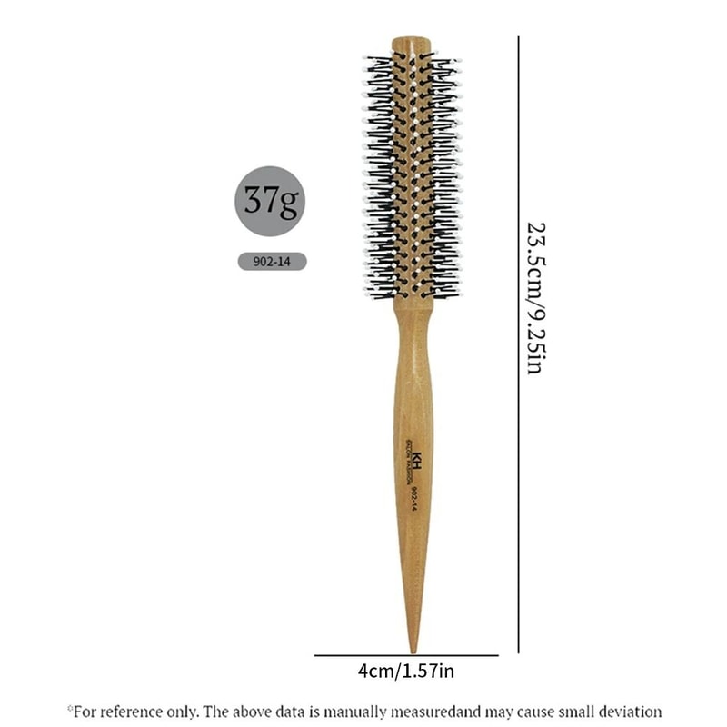 Natural Wood Handle Round Barrel Hair Comb Anti Static Brush For Styling And Blow Drying 9
