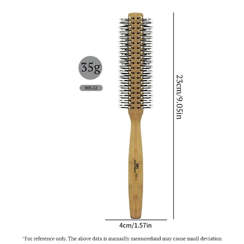Natural Wood Handle Round Barrel Hair Comb Anti Static Brush For Styling And Blow Drying 14