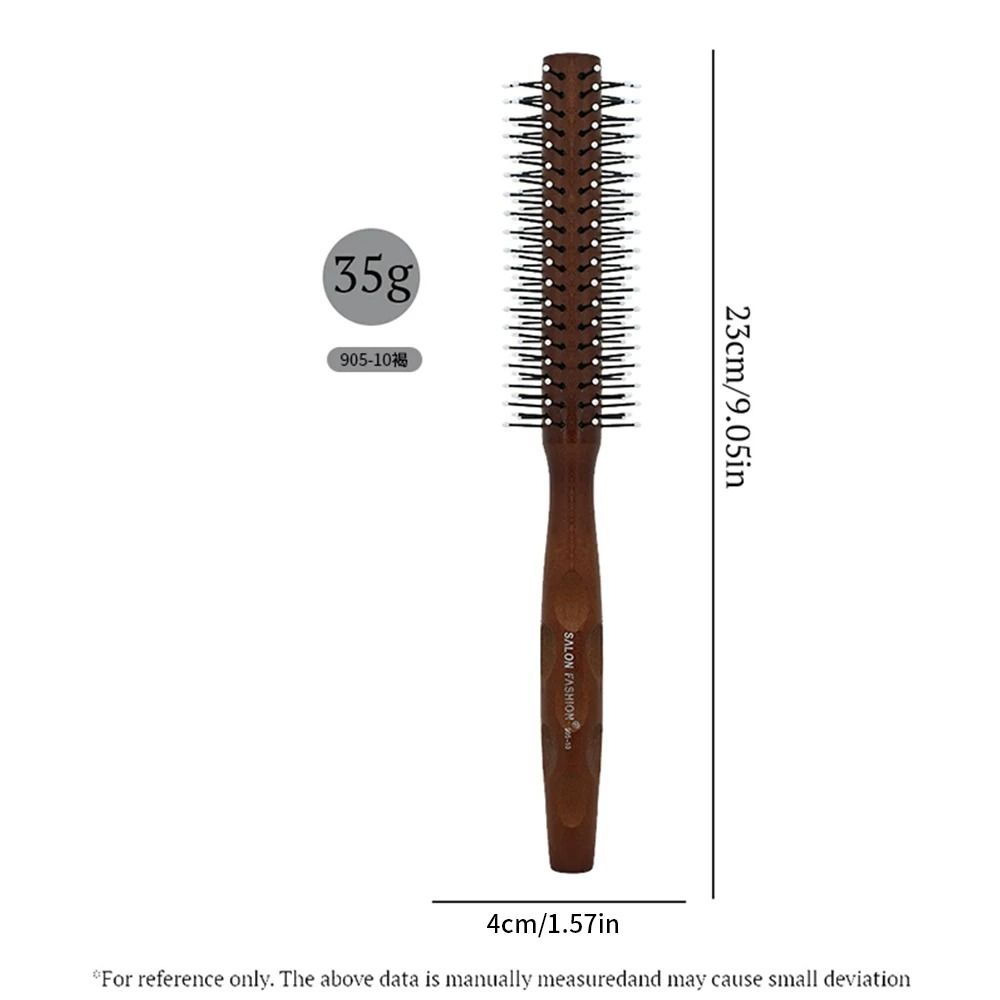 Natural Wood Handle Round Barrel Hair Comb Anti Static Brush For Styling And Blow Drying 15
