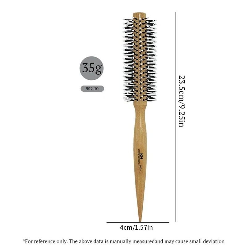 Natural Wood Handle Round Barrel Hair Comb Anti Static Brush For Styling And Blow Drying 7