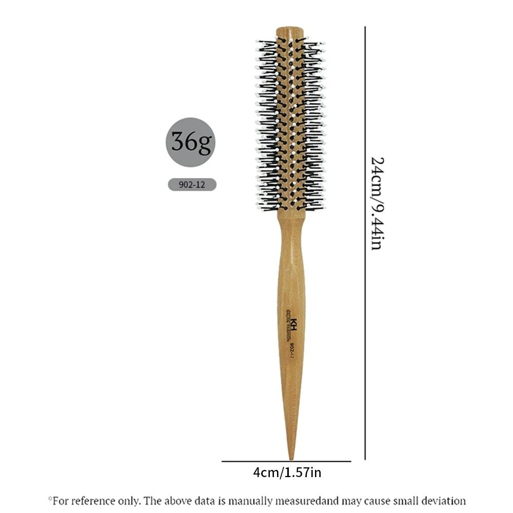 Natural Wood Handle Round Barrel Hair Comb Anti Static Brush For Styling And Blow Drying 8