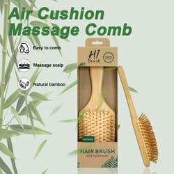 natural bamboo air cushion hair brush wooden massage comb for smoothing and detangling
